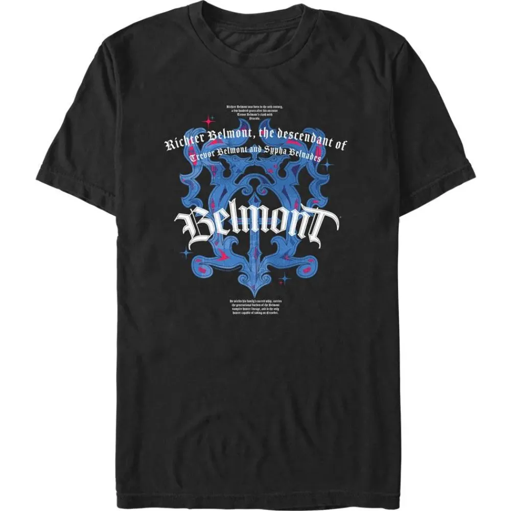 Sale Fifth Sun Castlevania - Belmont Family Info - T-Shirt