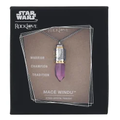 Clearance RockLove Jewelry Star Wars X RockLove Mace Windu Kyber Crystal Necklace