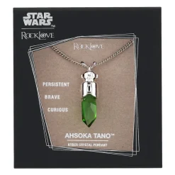 New RockLove Jewelry Star Wars X RockLove Padawan Ahsoka Tano Green Kyber Crystal Necklace